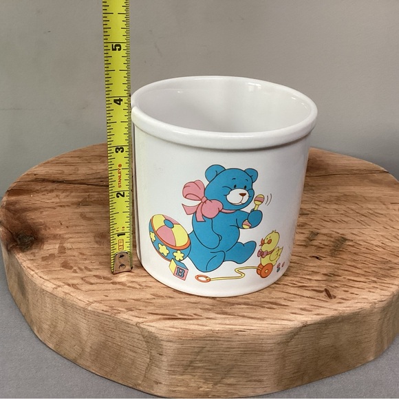 🟡 Vintage - Ceramic Crafted Baby Bear - Pink & Blue Container - Dated 1988 - Picture 8 of 10